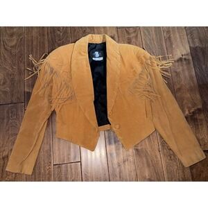 Phoenix Leather Fringe Light Tan Short Large Sized Jacket made in the USA Used